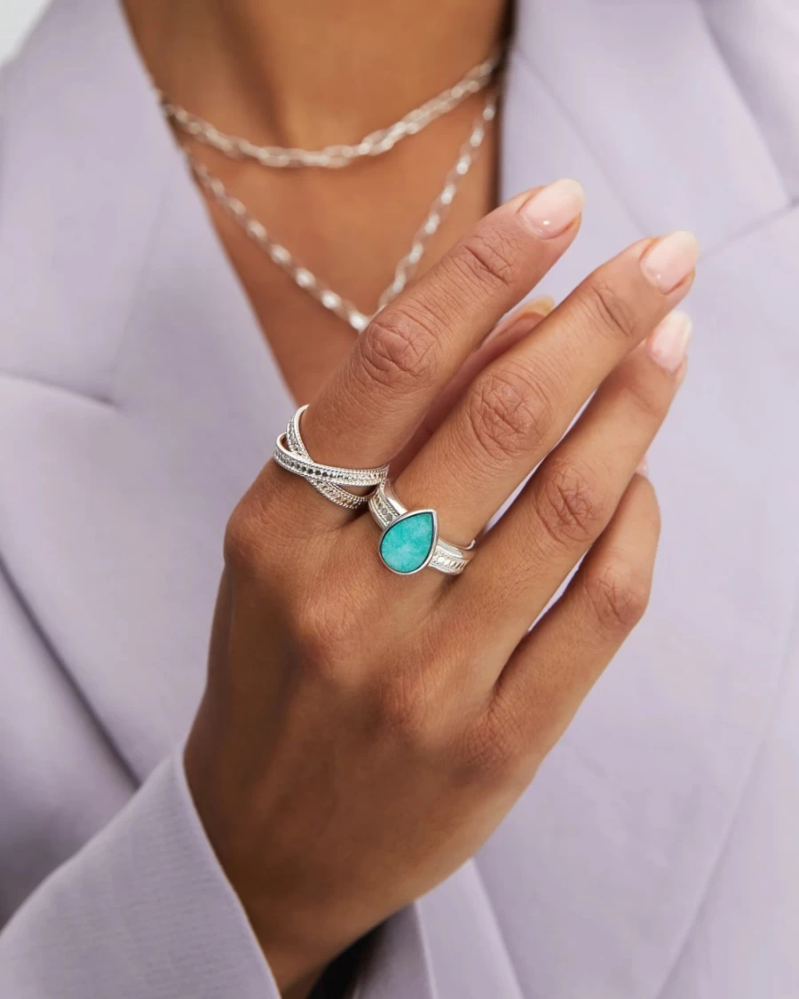Anna Beck Women's Amazonite Drop Cocktail Ring in Sterling Silver