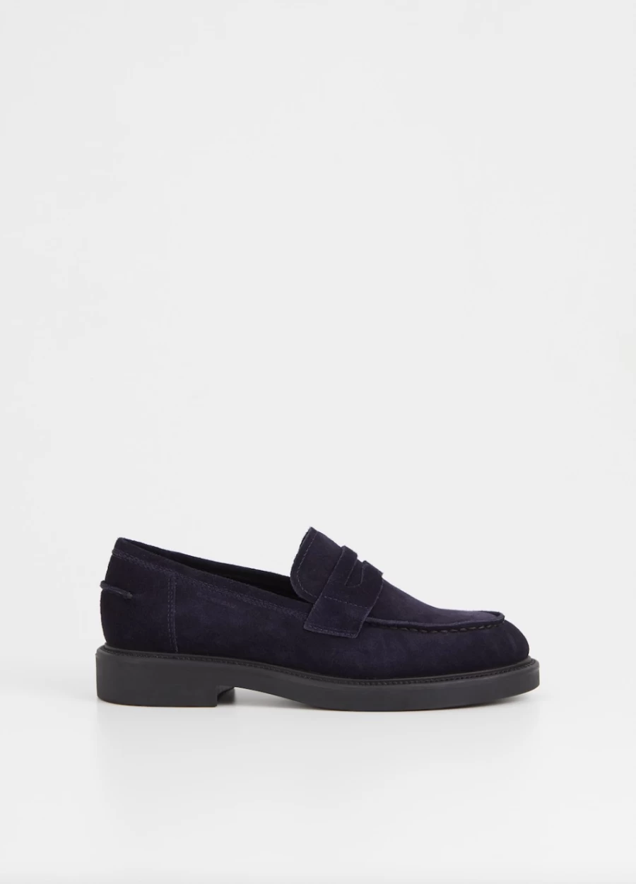 Vagabond Women's Alex W Suede Loafers in Indigo – Comfortable Slip-On Shoes