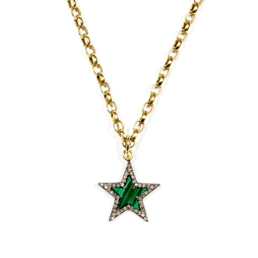 Kirstie Le Marque Women's Diamond & Malachite Chunky Star Pendant Necklace