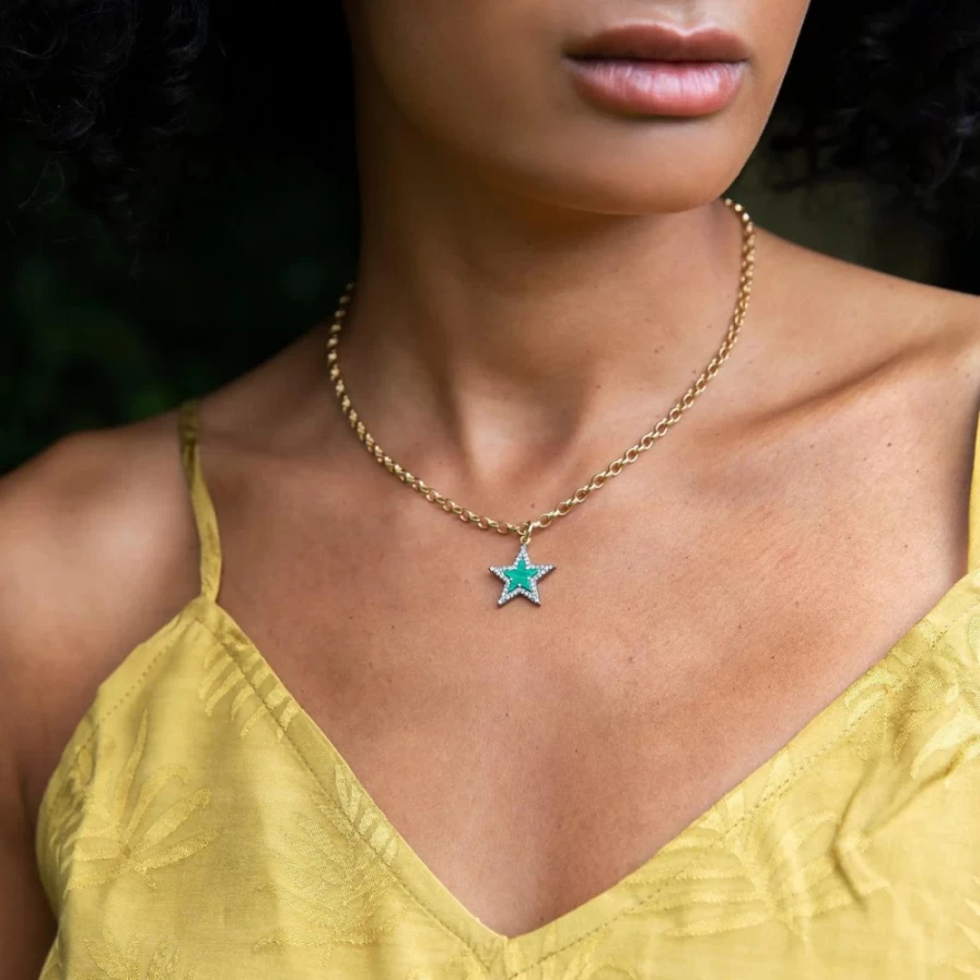 Kirstie Le Marque Women's Diamond & Malachite Chunky Star Pendant Necklace