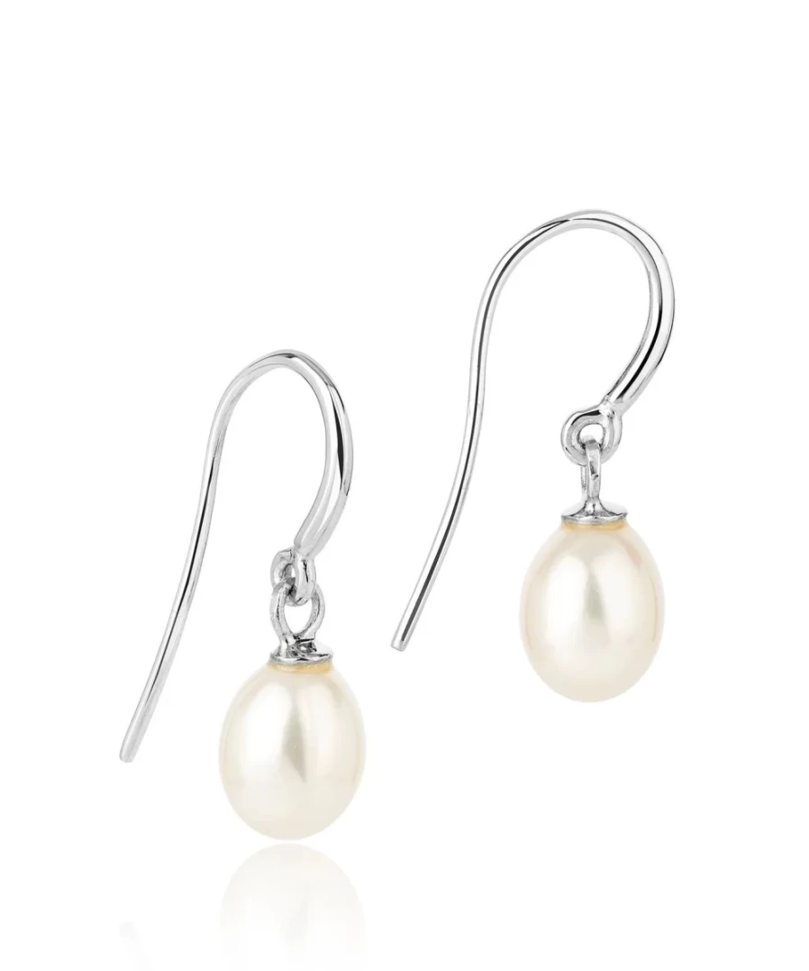 Claudia Bradby Women's Classic Silver Pearl Drop Earrings for Elegant Occasions