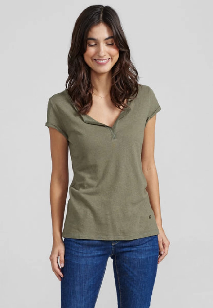 Mos Mosh Women's Mmtroy Short Sleeve Army Green T-Shirt