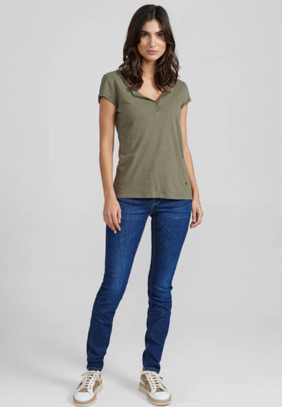 Mos Mosh Women's Mmtroy Short Sleeve Army Green T-Shirt