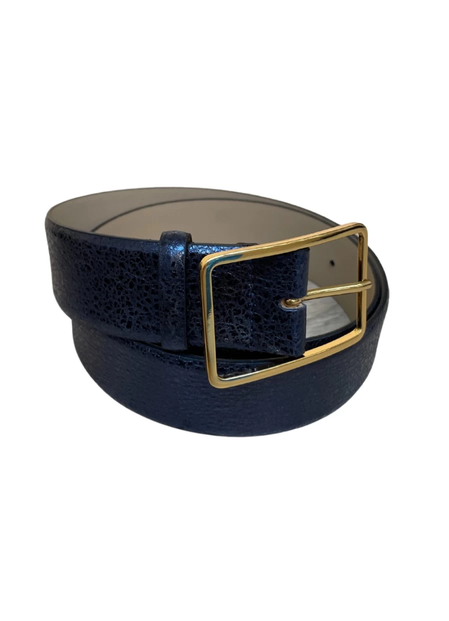 Abro Women's Navy Metallic Wide Leather Belt for Stylish Outfits