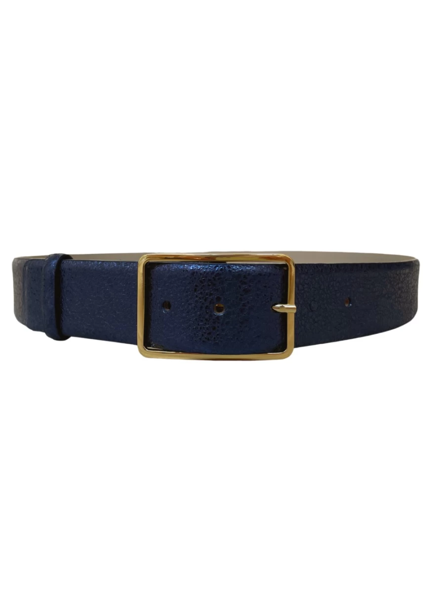 Abro Women's Navy Metallic Wide Leather Belt for Stylish Outfits