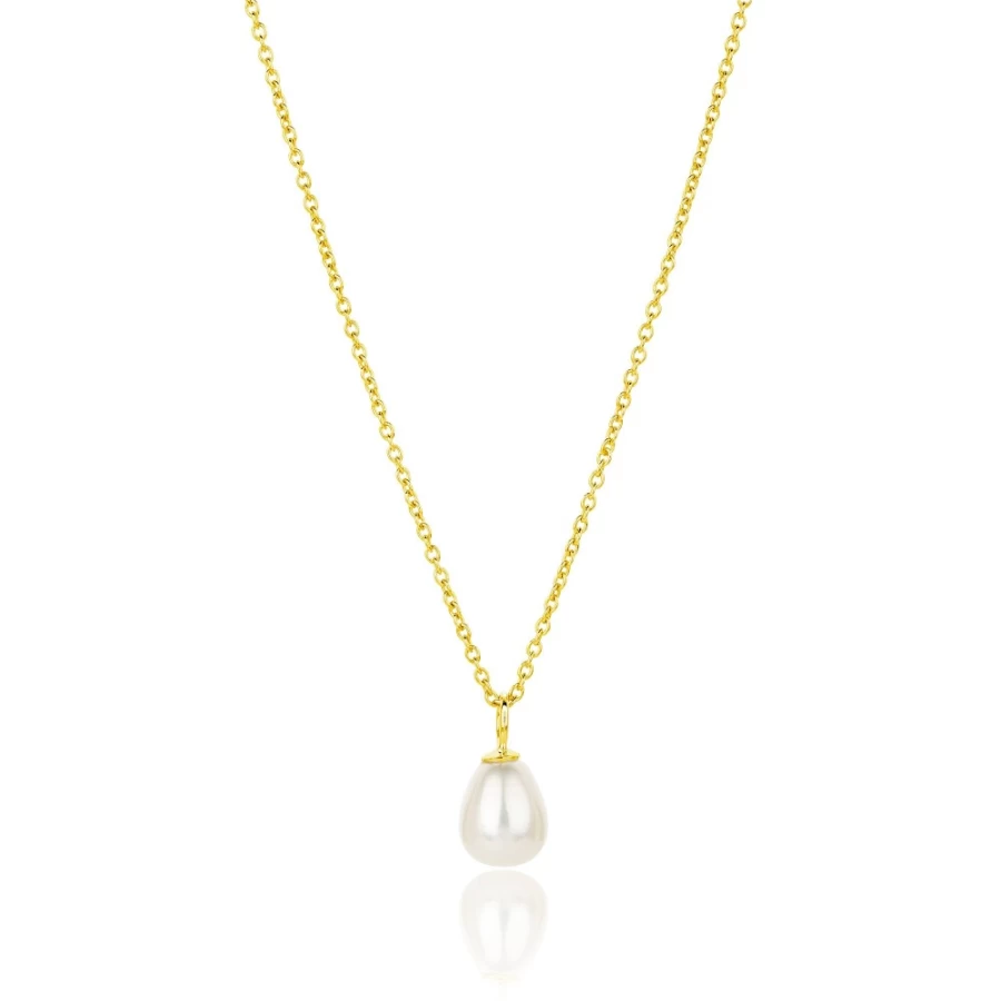 Claudia Bradby Women's Gold Pearl Drop Necklace - Elegant Favourite Pearl Pendant