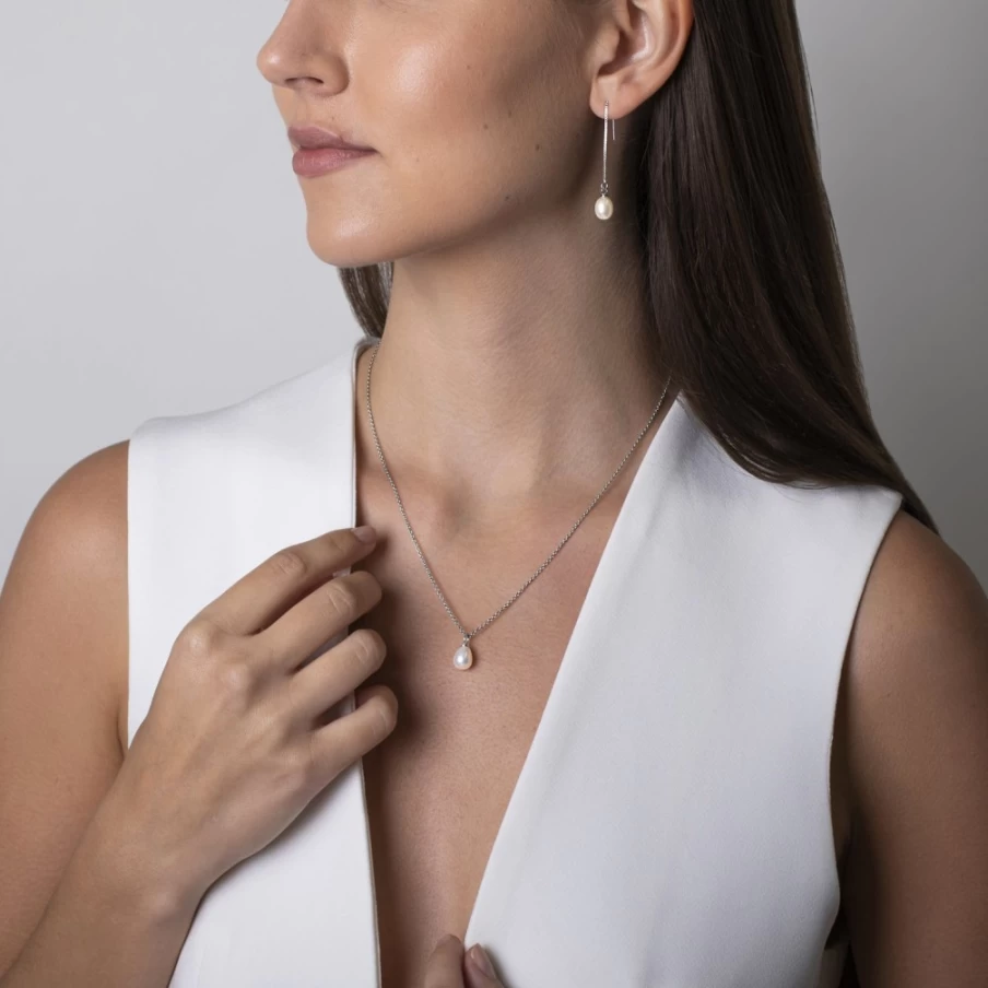 Claudia Bradby Women's Gold Pearl Drop Necklace - Elegant Favourite Pearl Pendant