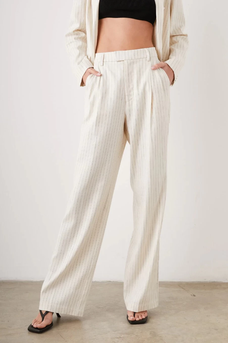 Rails Women's Marnie High-Waisted Pinstripe Trousers in Ivory