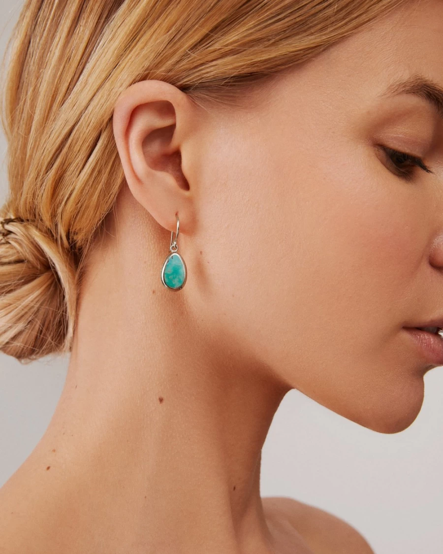 Anna Beck Women's Turquoise Asymmetrical Drop Earrings in Sterling Silver