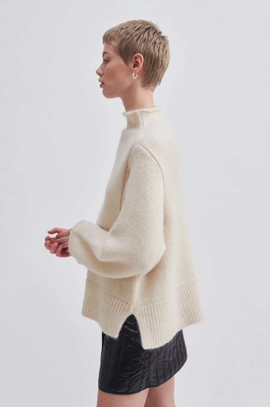 Second Female Women's Rikke Knit Turtleneck Sweater in Dark Chalk