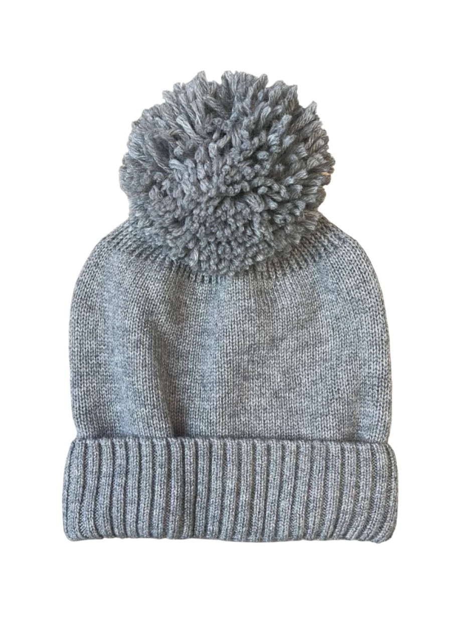 Somerville Scarves Women's Bobble Cashmere Hat in Grey - Soft Winter Beanie