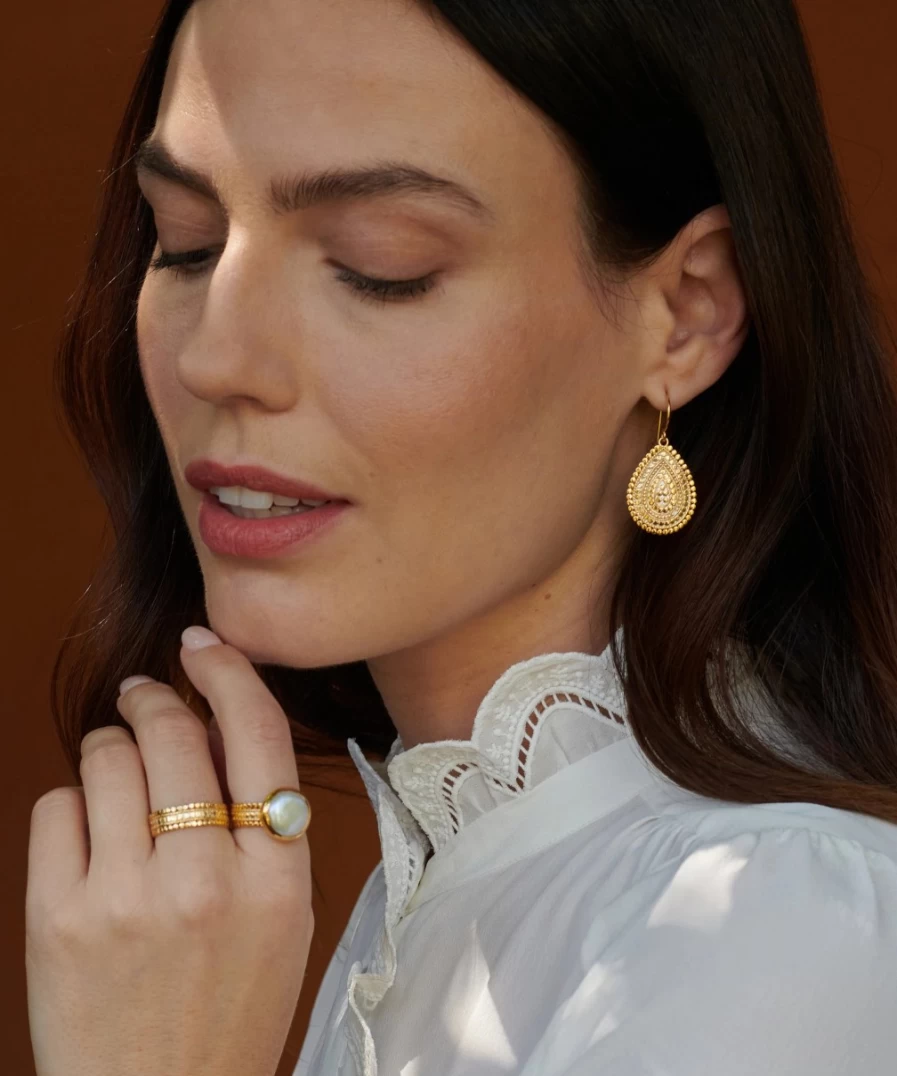 Anna Beck Women's Medium Scalloped Drop Earrings - Elegant Shell Design Dangle Earrings for Women