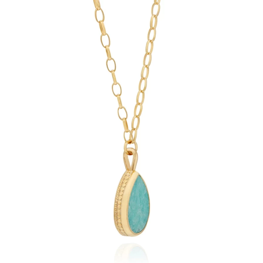 Anna Beck Women's Gold Amazonite Statement Pendant Necklace – Large Gemstone Jewelry