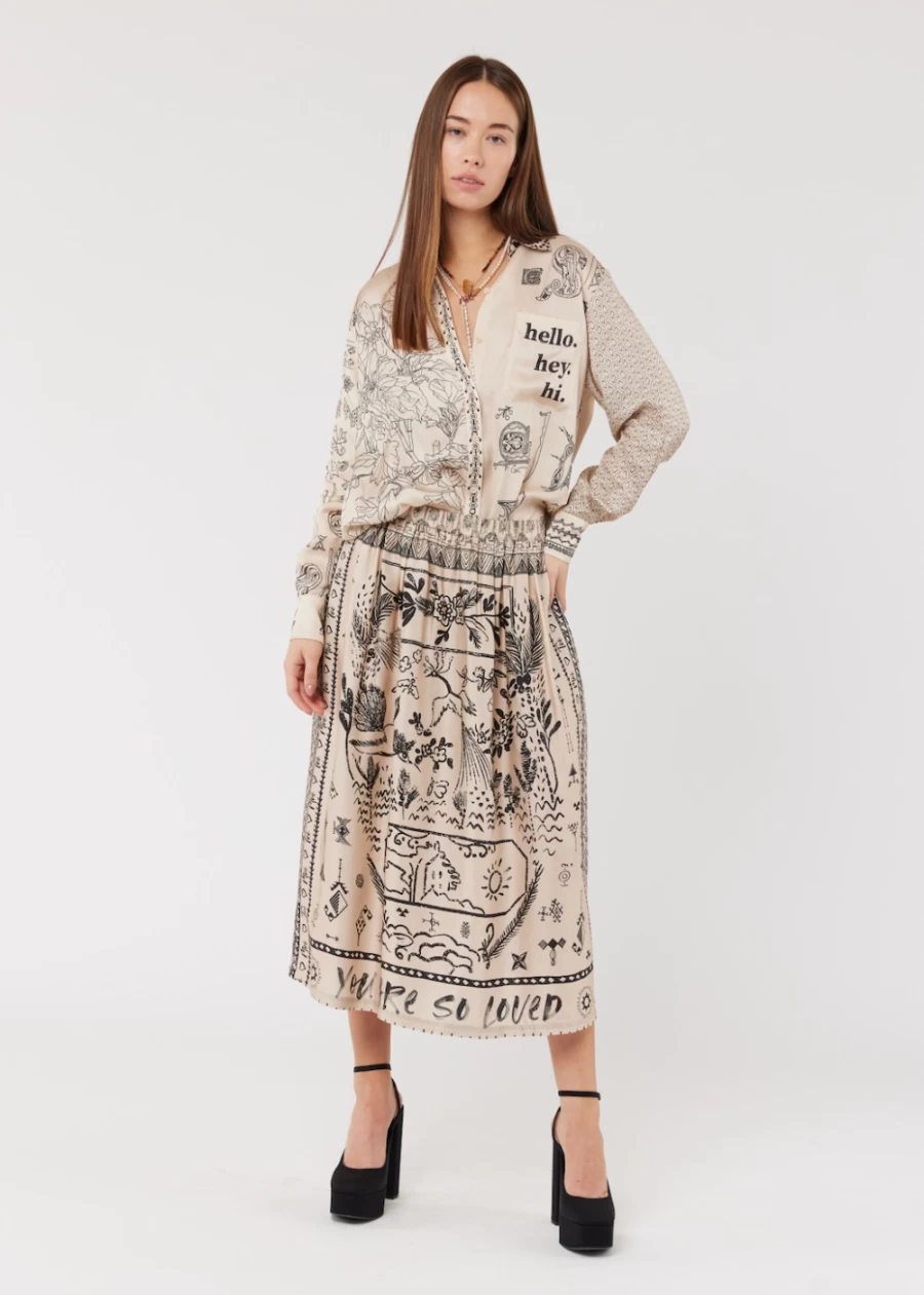 Me369 Women's Vanessa Floral Skirt - Blossom Print A-Line Summer Skirt
