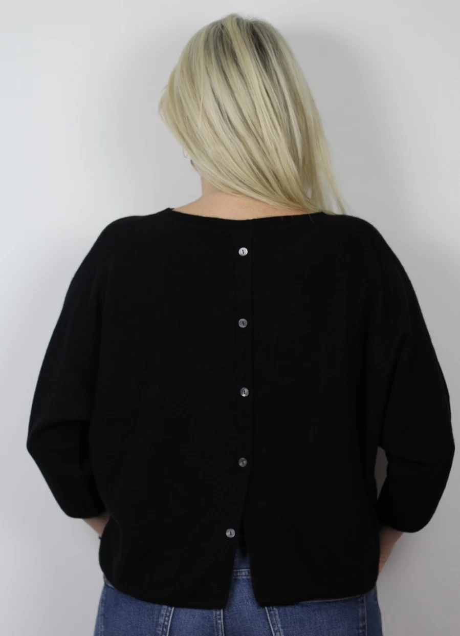 Sass & Edge Women's Canonbie Black Cashmere Button Cardigan