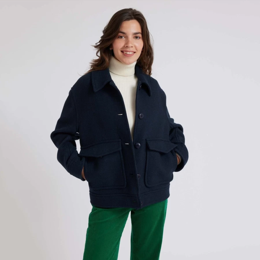 Idano Women's Sebastienne Coat in Petrole - Elegant Trench Coat for Women