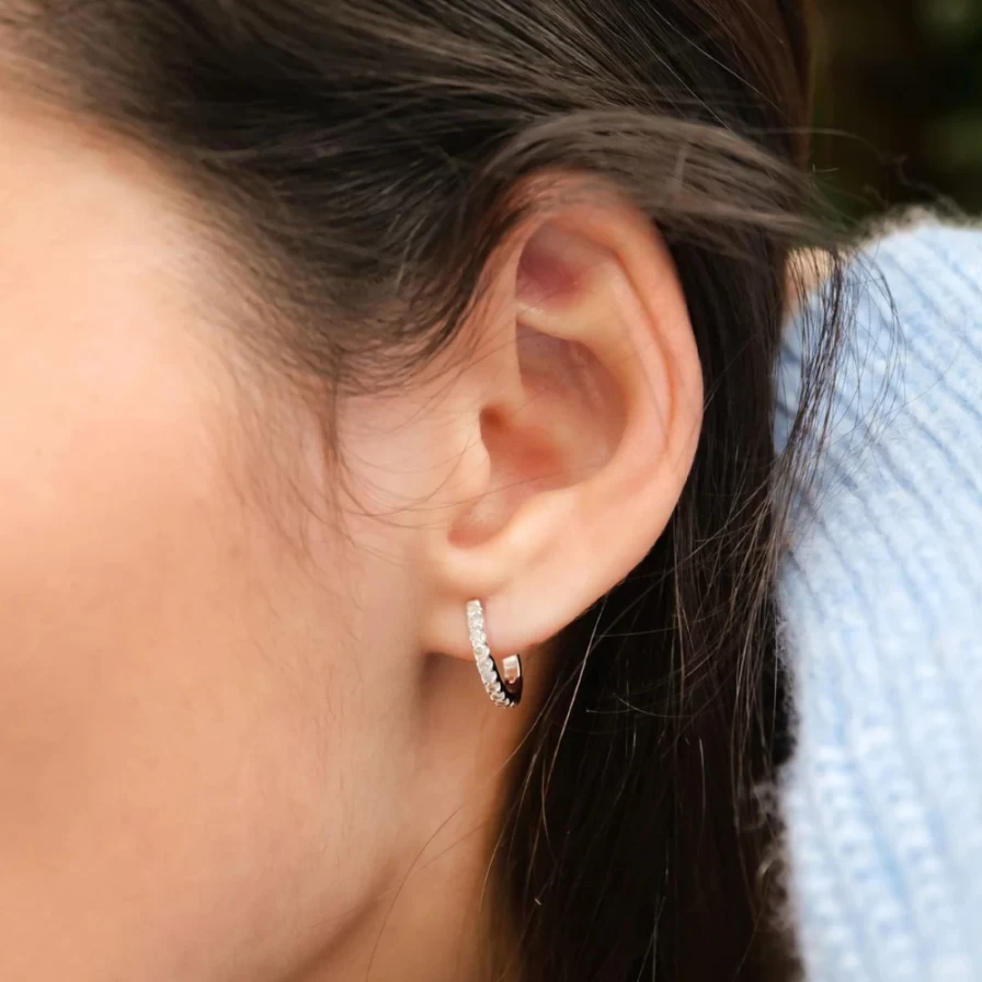 Kirstie Le Marque Diamond Sterling Silver Huggie Hoop Earrings for Women