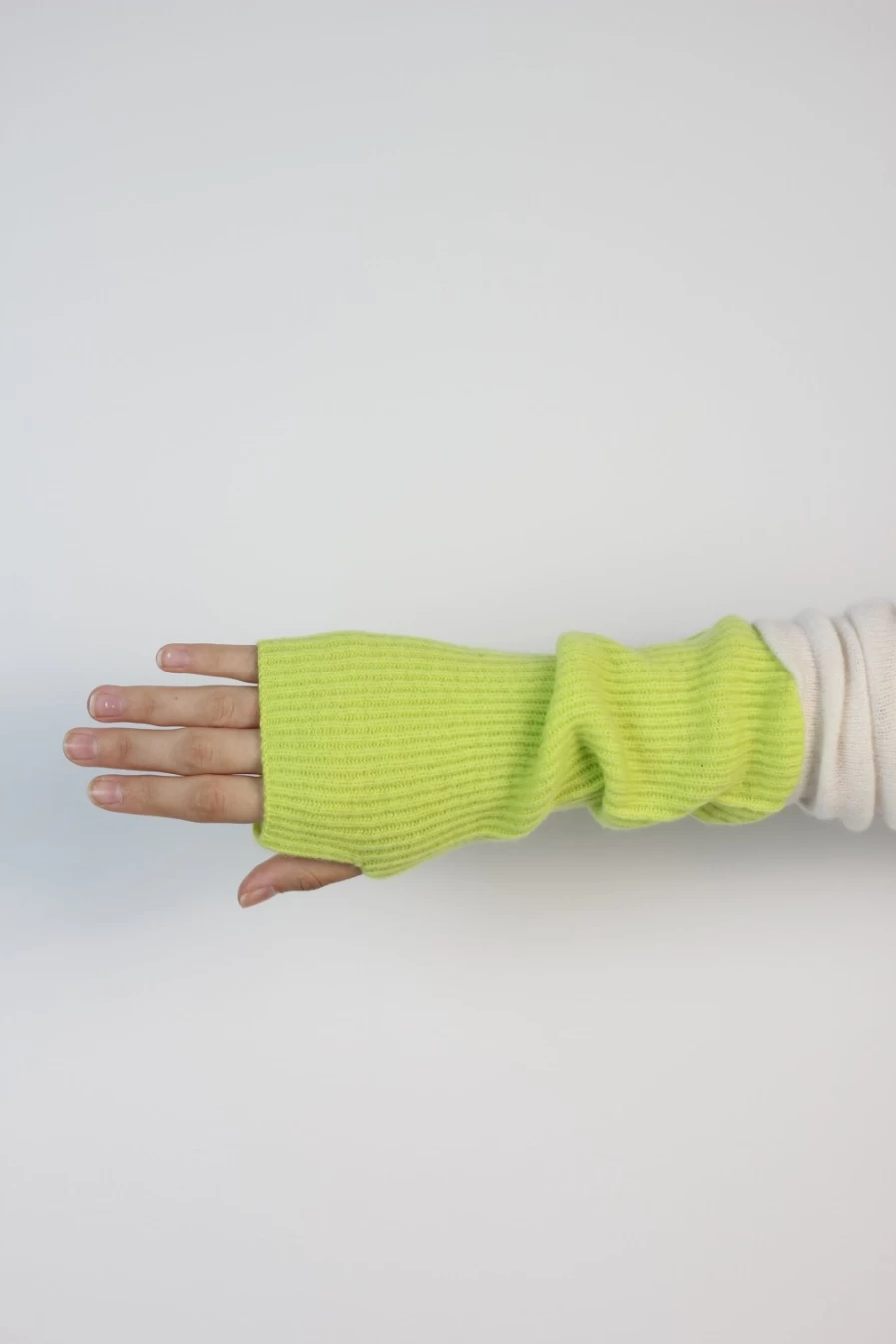 Sass & Edge Women's Glenlivet Cashmere Wrist Warmers in Lime - Soft Luxury Winter Accessories
