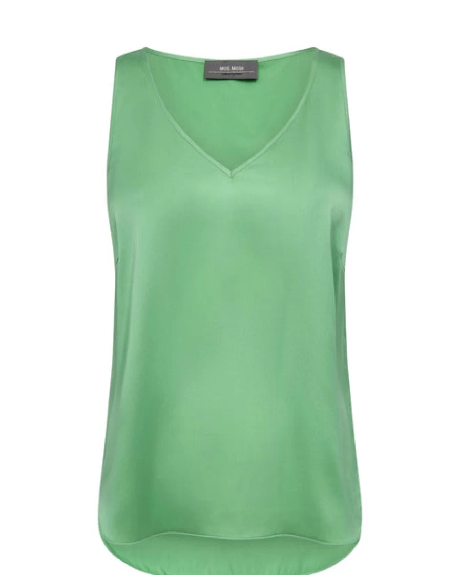Mos Mosh Women's Mmastrid Silk V-Neck Top in Zephyr Green