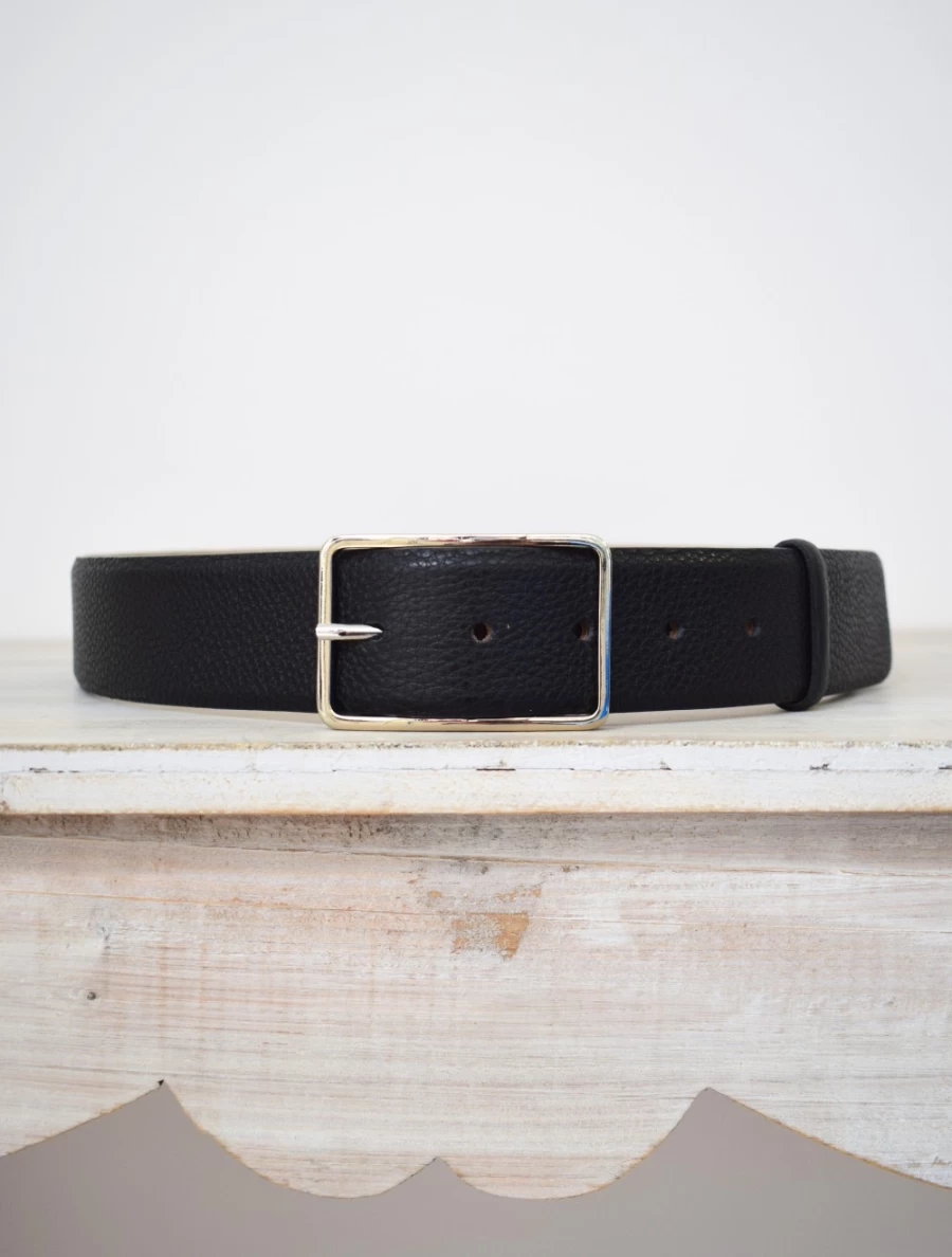 Abro Women's Navy Wide Leather Belt - Stylish Adjustable Waistband Accessory