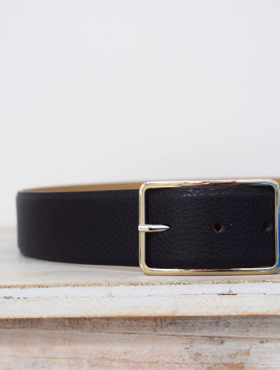 Abro Women's Navy Wide Leather Belt - Stylish Adjustable Waistband Accessory