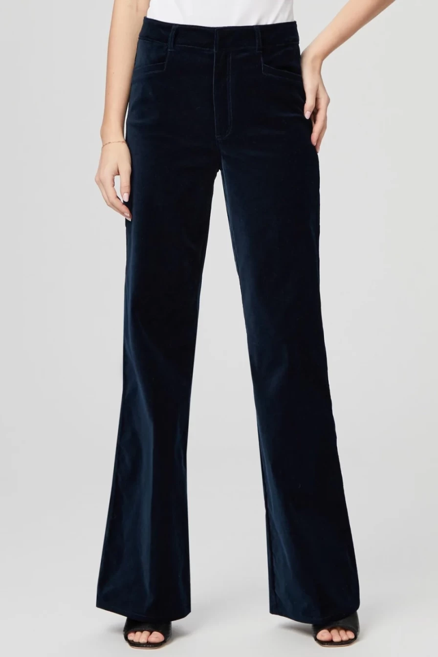 Paige Women's Clean Front Leenah Trouser in Deep Navy - Slim Fit Tailored Pants