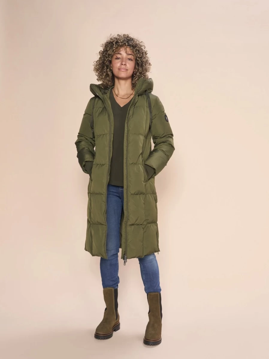 Mos Mosh Women's Square Down Coat in Forest Night - Warm Winter Puffer Jacket