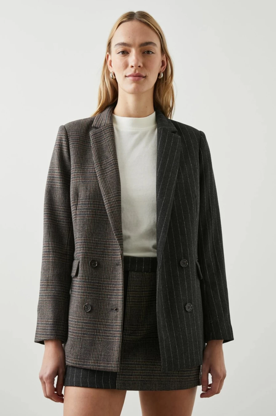 Rails Women's Cody Jacket - Pinstripe and Plaid Mix Pattern Coat