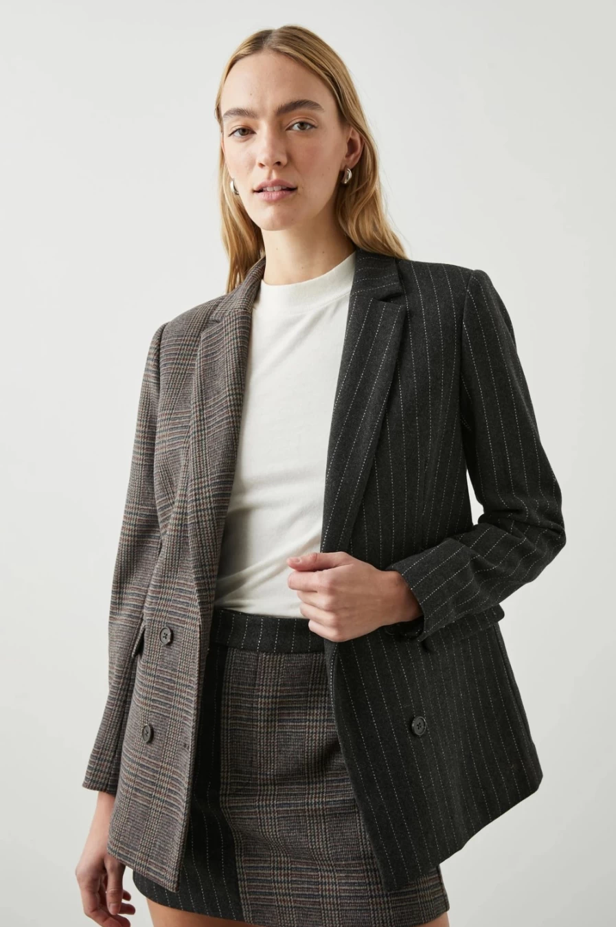 Rails Women's Cody Jacket - Pinstripe and Plaid Mix Pattern Coat
