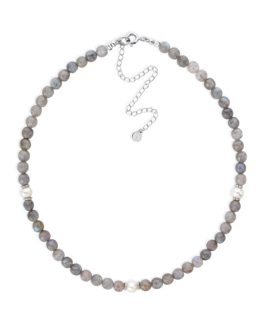 Claudia Bradby Women's Labradorite Pearl Choker Necklace – Elegant Gemstone Jewelry