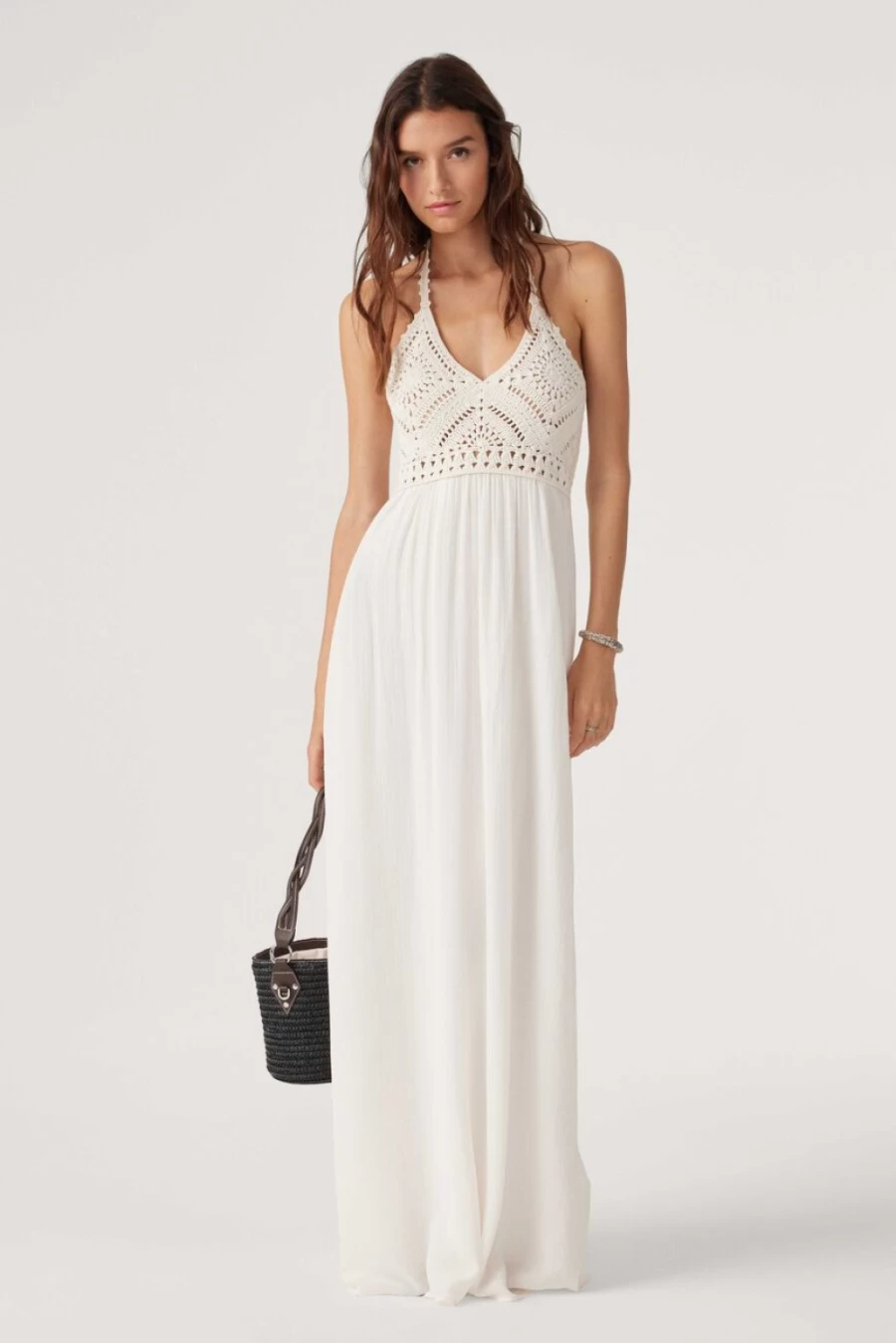 ba&sh Women's Firenza Crochet Dress - Elegant Boho Chic Lace Knit Maxi Dress
