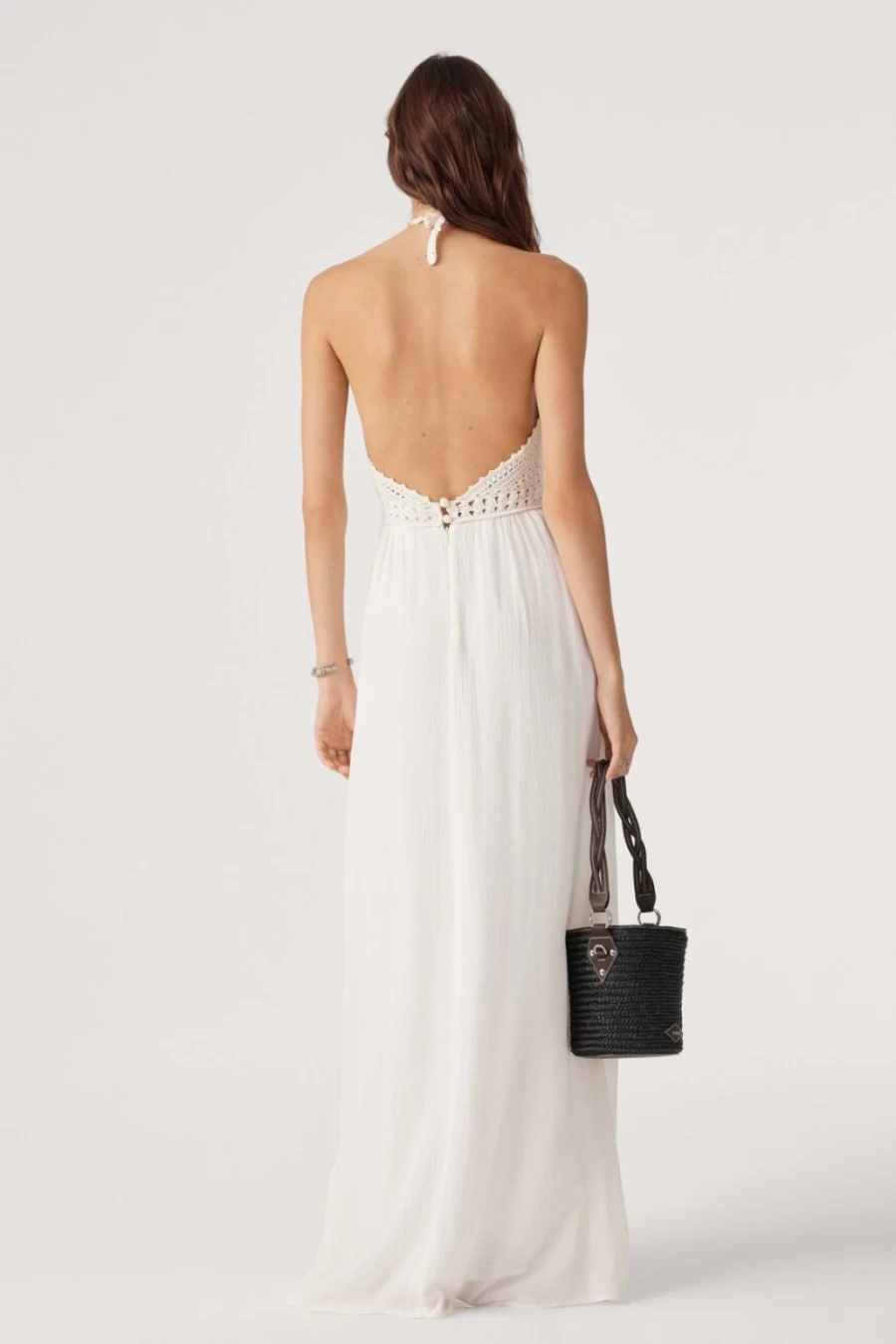 ba&sh Women's Firenza Crochet Dress - Elegant Boho Chic Lace Knit Maxi Dress