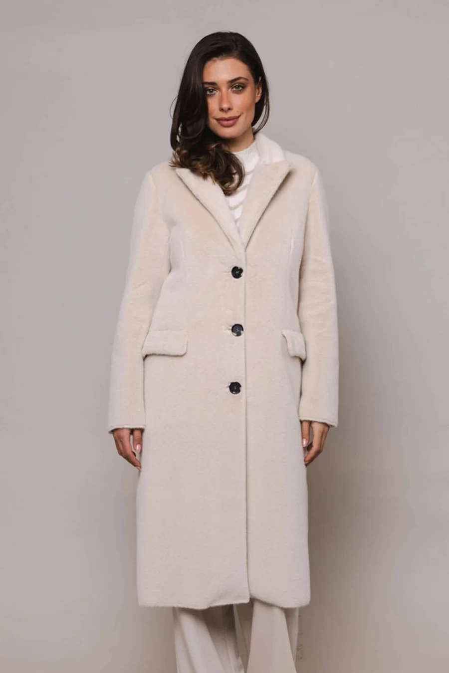 Rino & Pelle Women's Saami Blanc Coat - Winter White Wool Outerwear