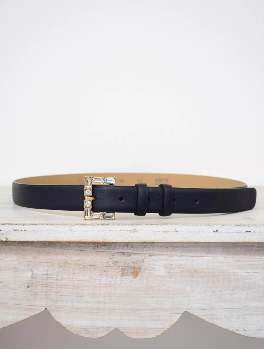 Abro Women's Navy Medium Width Genuine Leather Belt