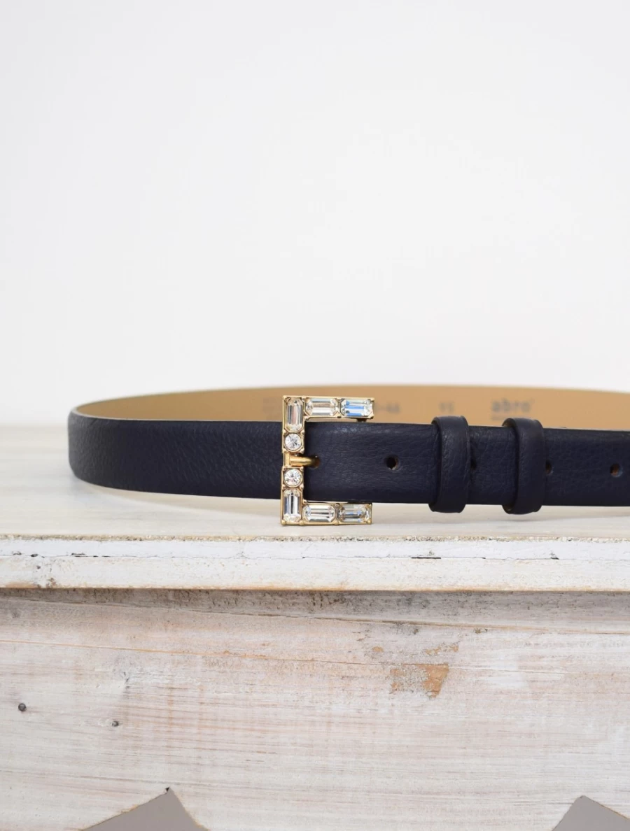 Abro Women's Navy Medium Width Genuine Leather Belt