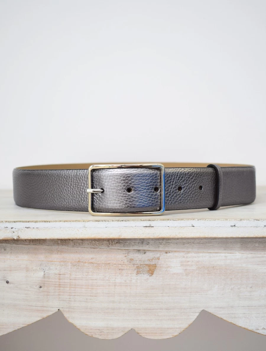 Abro Women's Wide Belt - Shimmering Anthracite Leather Strap for Stylish Outfits