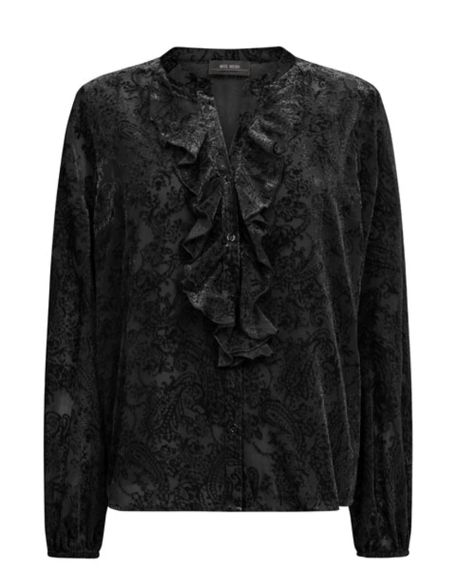 Mos Mosh Women's Velvet Shirt in Black - Mmleta Stylish Blouse for Women