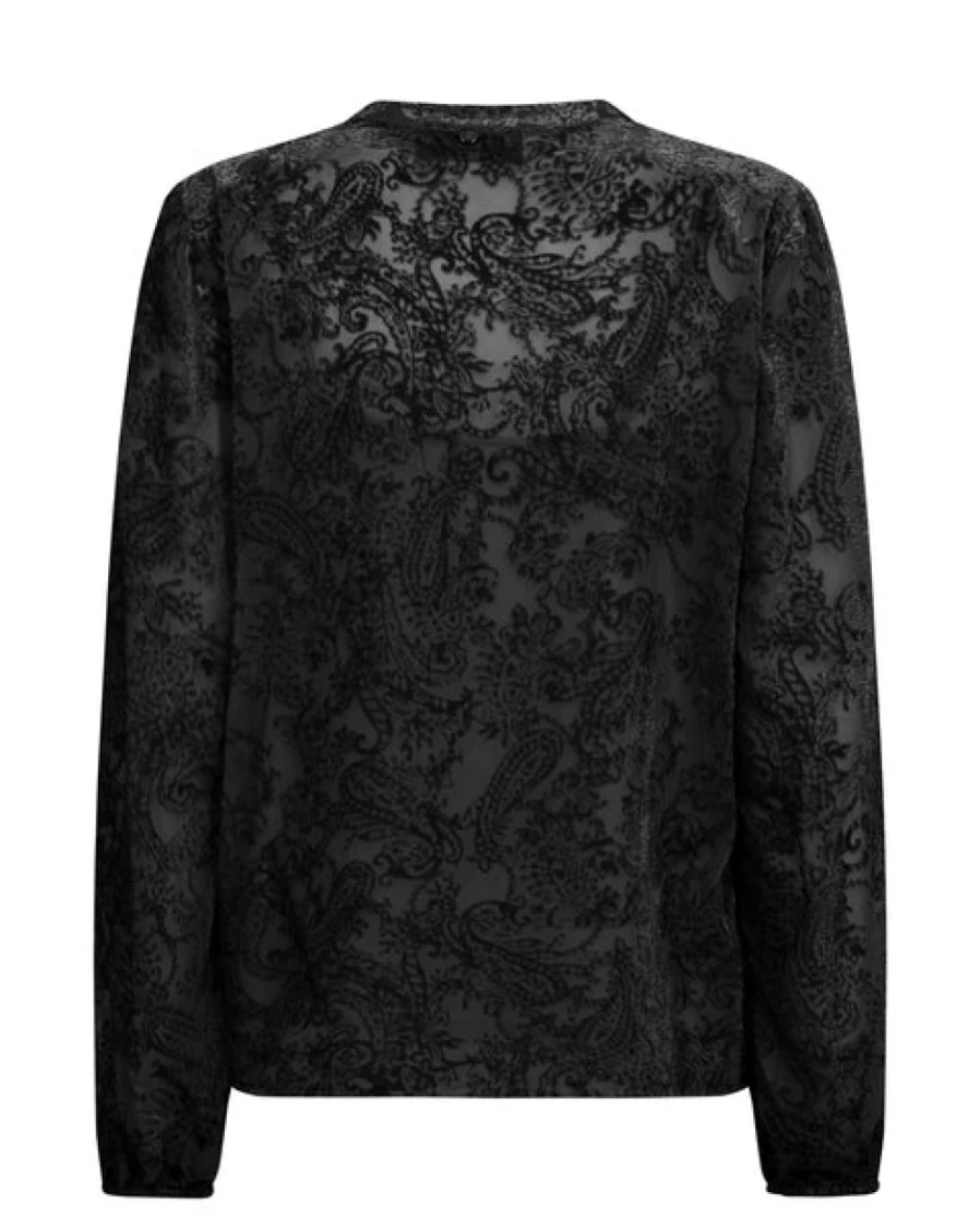 Mos Mosh Women's Velvet Shirt in Black - Mmleta Stylish Blouse for Women