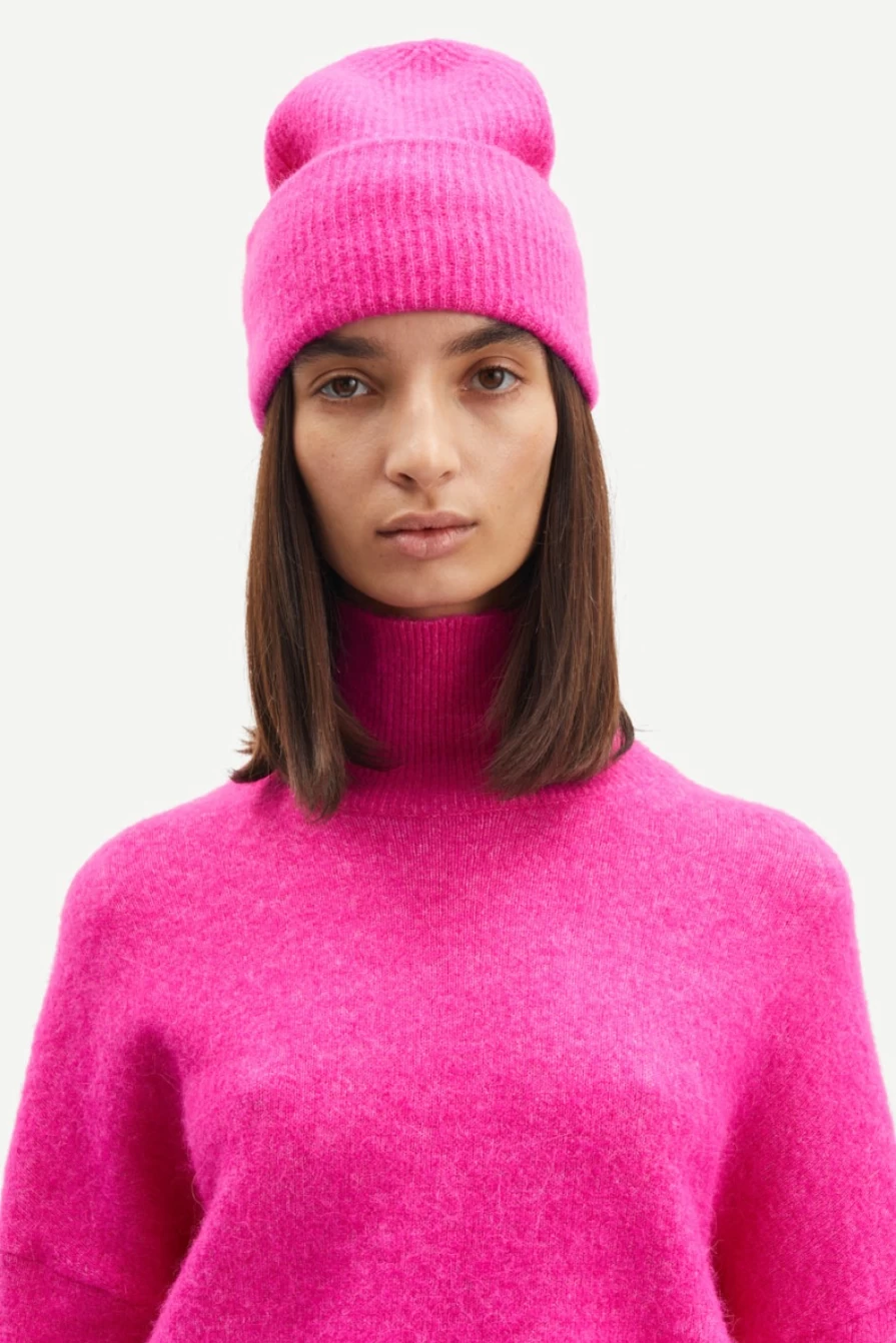 Samsoe Samsoe Women's Fuchsia Pink Fedora Hat - Stylish Wide Brim Summer Hat for Women