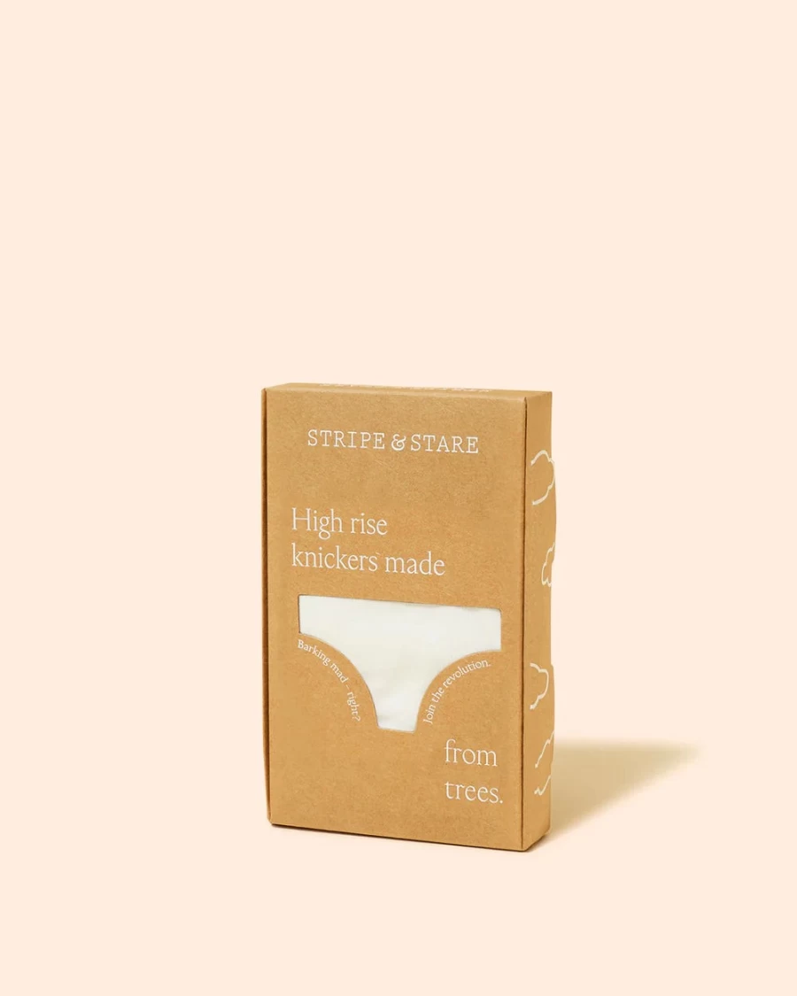 Stripe & Stare Women's High Rise Knickers in White - Comfortable Cotton Underwear