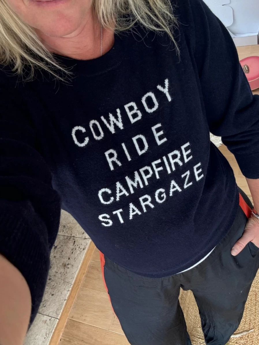 Tabitha Webb Women's Navy Cowboy Print Campfire Stargazing Blouse