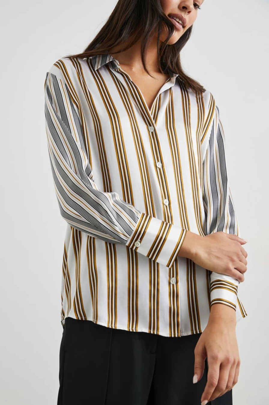 Rails Women's Dorian Shirt in Bronze Mix Stripe - Stylish Striped Top