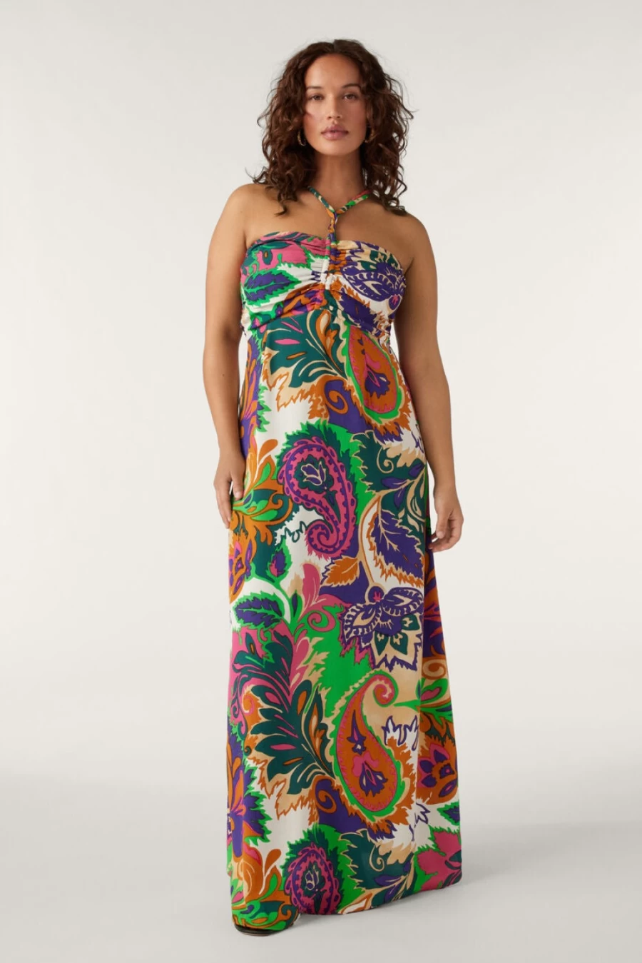 ba&sh Women's Nour Maxi Dress in Green - Elegant Long Flowy Summer Dress