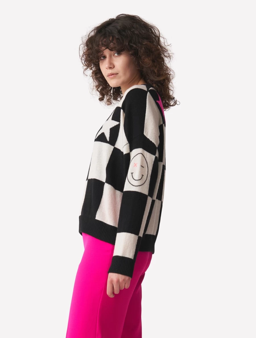 Brodie Women's Checkmate Crew Black Sweatshirt