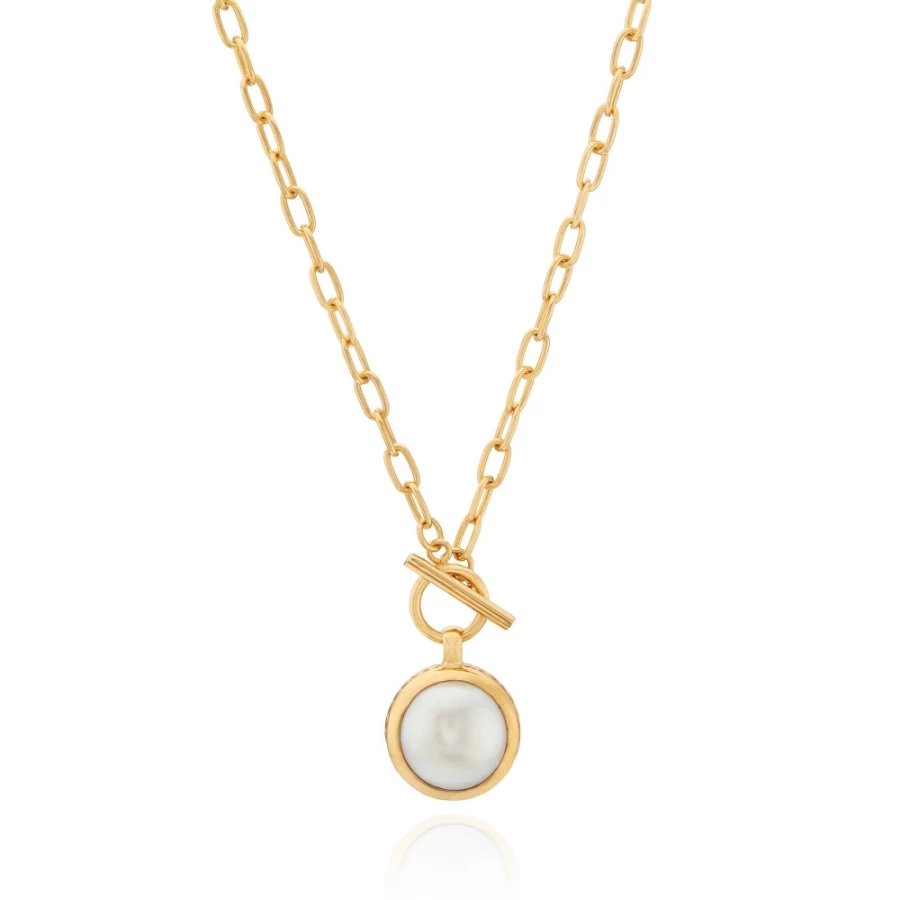 Anna Beck Women's Coin Pearl Toggle Chain Necklace - Elegant Pearl Jewelry