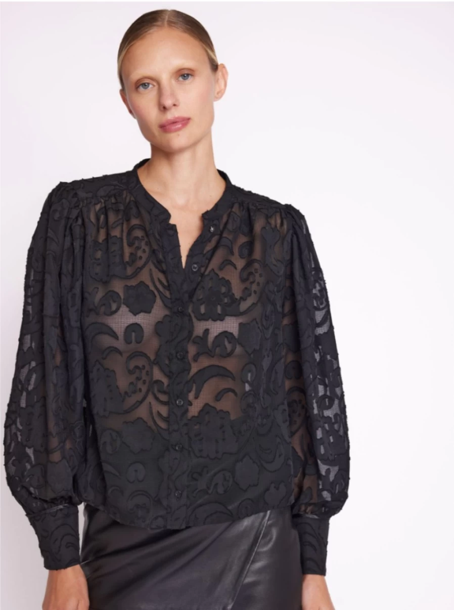 Berenice Women's Corna Top Sheer Black Lace Blouse Elegant Feminine Tops