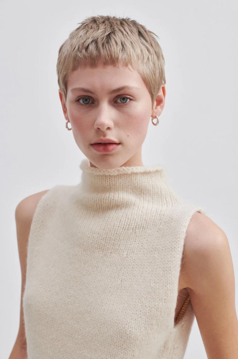 Second Female Women's Rikke Knit Top in Dark Chalk - Soft Comfortable Sweater