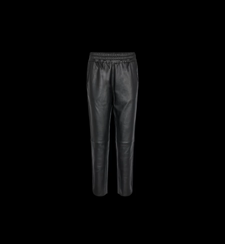 Mos Mosh Women's Leather Sweatpants - Mmzabel High-Waisted Faux Leather Lounge Pants